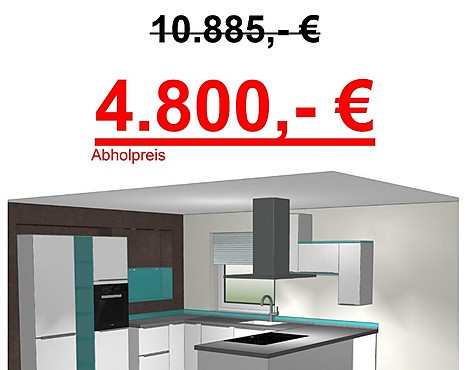Hochglanz Küche weiß mit Essplatz optimal für den offenen Wohnbereich - Rhodos