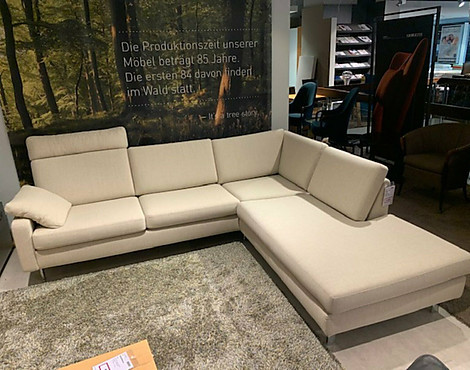 Eck-Sofa/ Polstergarnitur mit Kopfstütze Bezug sand - Conseta
