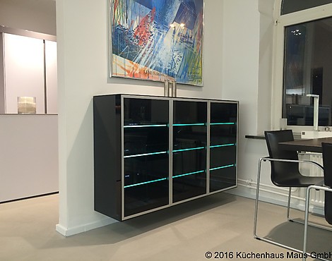Rational Sideboard Alu Frame / Schwarz Softlack / Glas schwarz - Sideboard / Alu Frame schwarz