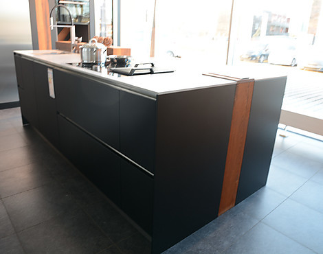 Design Kochblock in schwarz glass matt - schwarz glass matt