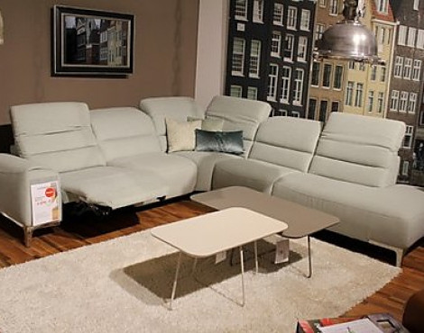 Ecksofa mit Relaxfunktion Stoffbezug Farbe Jade - Polsterecke MR 9100
