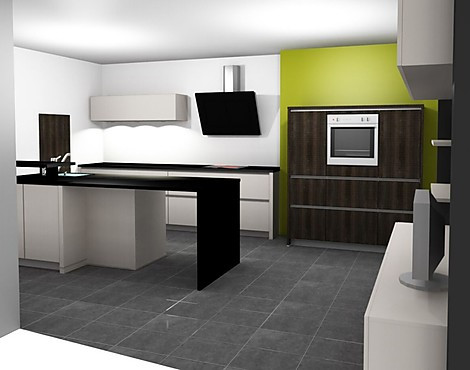 Moderne Grifflos Küche mit Wohnungsmöbeln - Eolis Kashmir Grey Killkenny Oak