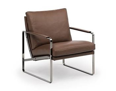 Sessel Fabricius in Leder, dunkelbraun - Fabricius