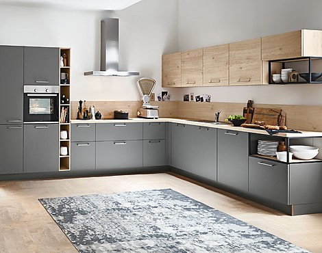 Feel / Artwood L-Küche mit Viva Basic Elektrogeräte und Blanco Zubehör - Feel / Artwood