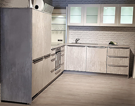 L-Form - Küche in Beton-Optik