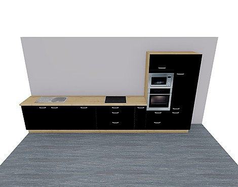 Küche Touch Lacklam. Schwarz sm Griff Metall Edelstahlfarbig Korpus Eiche San Remo NB - Touch 60254