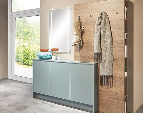 Exklusive Garderobenelemente Eiche Havana NB und Aqua - Struktur und Touch