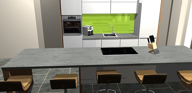Nobilia musterküche zeitlose design küche, theke in holz, beton ...