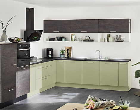Moderne L-Küche in Farbkombination - Artwood