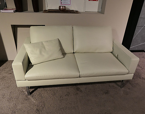 Sofa Nappaleder Celia kreide, Armlehne niedrig verstellbar - TIGRA