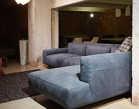 Echtleder Ecksofa von Tommy M - L Loulou X - blau