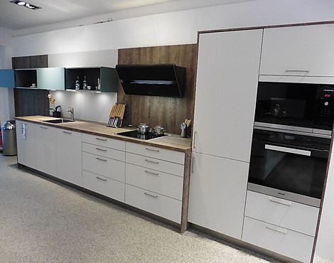 Top Moderne Küchenzeile - AV 2035 Satin Mattlack kombiniert mit C 251 Laser soft Aquamarin