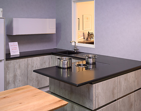 Hochwerige Bauformat Küche in Beton - Optik - Modell: Brest