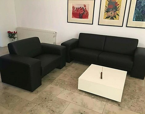 hochwertiges modernes Ledersofa mit Ledersessel - Ledersofa und Ledersessel