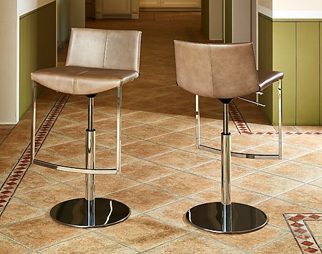 2 Barhocker - Tibet, Leder Dakota, Farbe Stone (KL)