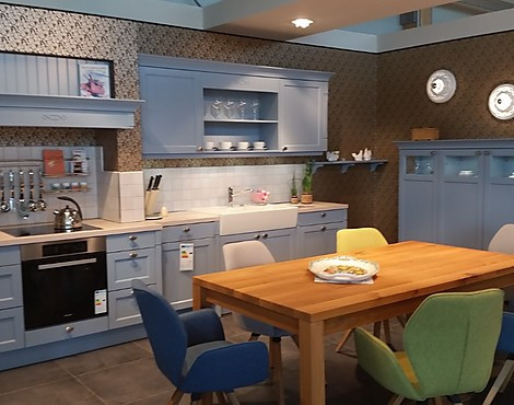 Hochwertige Echtholz Landhausküche - C183 Bristol -achatblau-