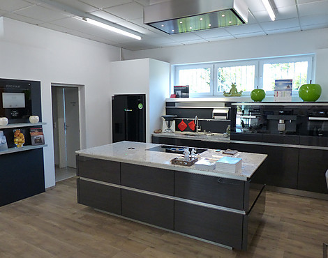 Grifflose Luxus- Designküche - Rhodos Carbon Hochglanz Lack