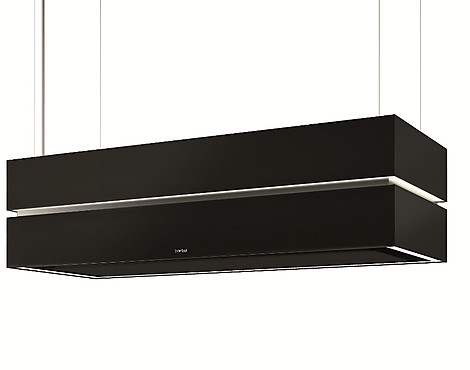 Dunstabzug 115 cm / Deckenlifthaube schwarz mit Effektbeleuchtung & Liftfuktion - Skyline Edge