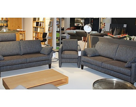 2,5 Sitzer Sofas und Sessel Set Stoffbezug Blau-Grau - Florencia Polstergarnitur
