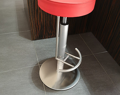 Barhocker - Sitz Kunststoffleder rot, Gestell Edelstahl - Barhocker - Sitz Kunststoffleder rot, Gestell Edelstahl