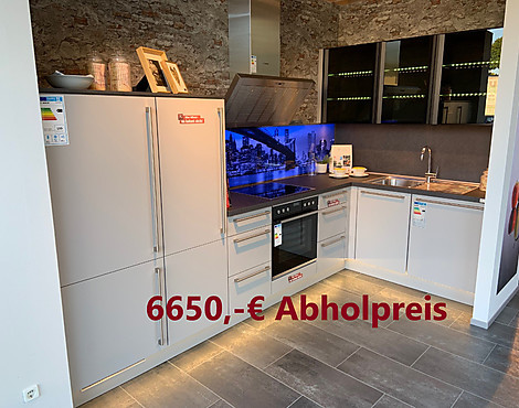 ⭐Musterküche zum super Sonderpreis abzugeben - Bosch ; Front: Touch Lacklaminat Steingrau supermatt 341 Koje - 14