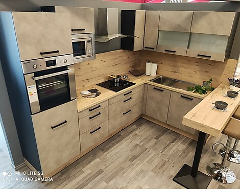 Artego Winkelküche 285x195cm, Achatgrau, Carbon Schwarz - Artstone 285x195 Winkelküche mit Theke