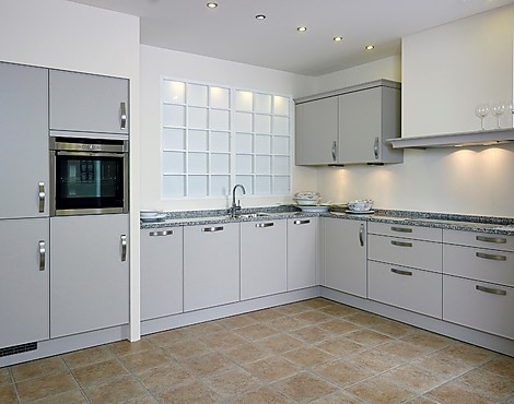 Eckküche in Sandgrau Satin L210 - Parma