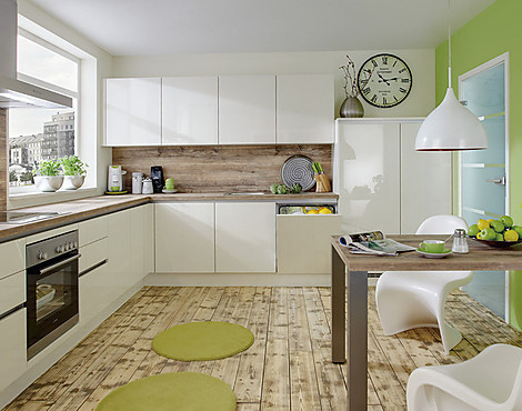 Individuell planbar! - Grifflose Küche. 370 x 370 cm. Hochglanz.