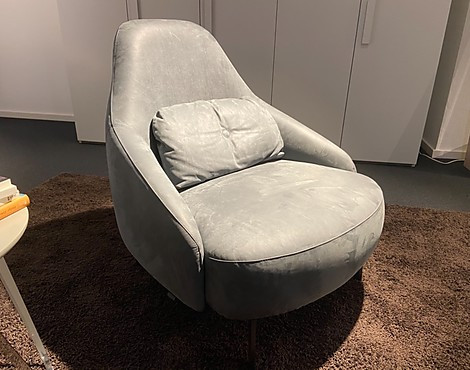 Designsessel Jill in grauem Naturleder - Jill 695-100