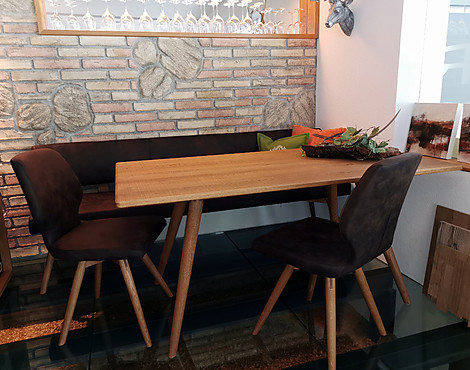 Essplatzgruppe 4-teilig mit Tisch 160 x 90 cm / gerade Bank / 2 Stühle - RETRO
