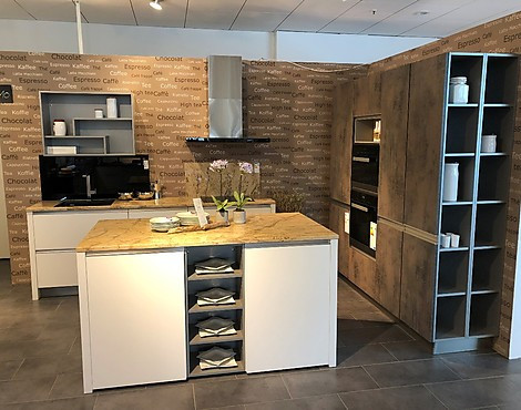 Resopal Küchenmodule mit Granit - Resopal Keramik schneeweiß/dunkel