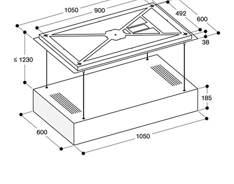 -DECKENLÜFTUNG Serie 200 schwarz 105 cm UMLUFT - AC 270 101
