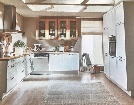 Landhausstil weiss mit Eiche natur Dekor - Landhausstil weiss mit Eiche natur Dekor