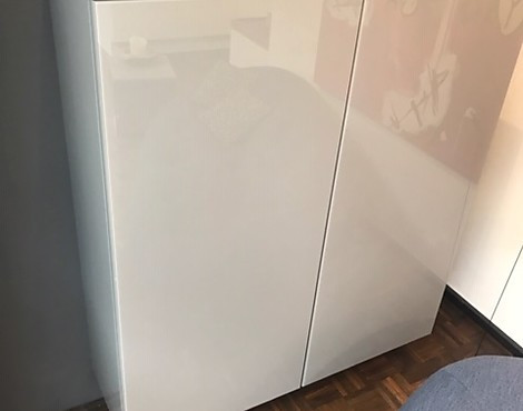Vitrine, wandhängend - GH 1407 Front Glas glänzend steingrau