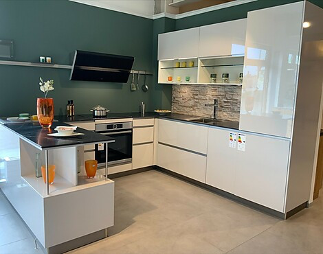 Moderne Lack-Küche mit Ceramic-Arbeitsplatte - AV2030 satin Hochglanz Lack