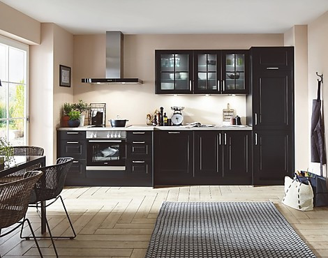 Hochwertige Einbauküche Schwarz matt incl. Einbaugeräten - Sylt