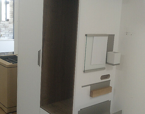 Garderobe von Schüller ca. 145cm breit mit Ablagen - Fino matt kristallweiß Lack mit