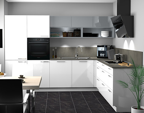 TrendLack mit Bosch AccentLine Carbon Black Elektrogeräte und Grohe Zubehör - TrendLack / Lux Hochglanz