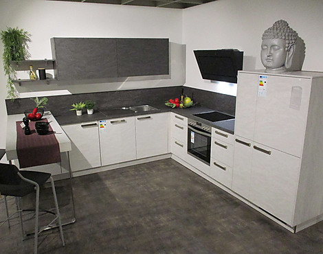 Winkelküche mit Tresenlösung - Stone