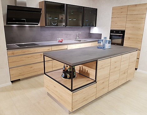 Holzdesign mit Betonarbeitsplattenlook - Eiche San Remo, Beton Schiefergrau