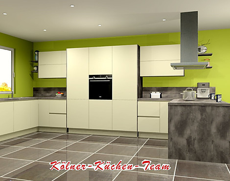 Individuell planbar! - Moderne, grifflose Küche. 245 x 495 x 215 cm.