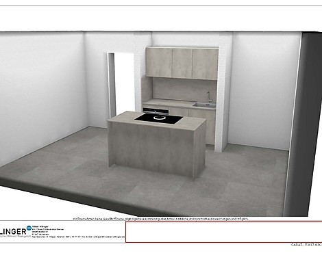 moderne Betonoptik Küche mit Insel - 51.180