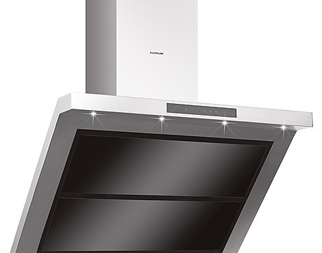 (Silverline, Ausstellungsstück) - SILVERLINE TAW 985.1 S Wandhaube, Edelstahl/Schwarzglas, 900mm