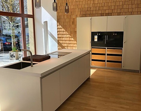 Grifflos Unikat Lack weiß matt/steingrau matt - Power LX Snow/Gaggenau