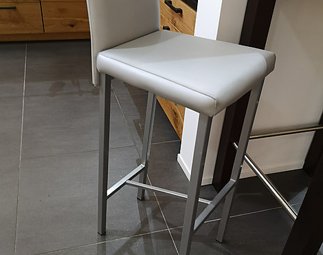 Barhocker - Sitz Kunststoffleder silber/hellgrau, Gestell Chrom - Barhocker - Sitz Kunststoffleder silber/hellgrau, Gestell Chrom