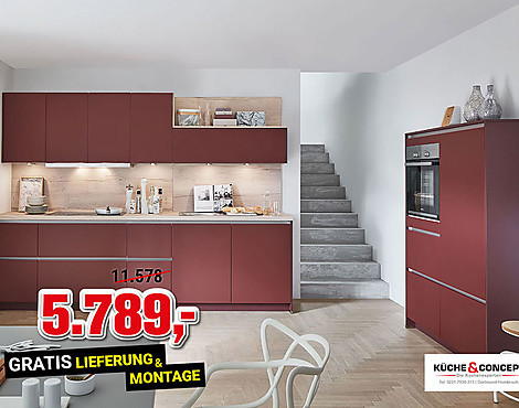 Hochmoderne Nobilia Easytouch mit trendigen Fronten in rostrotem Lacklaminat - Easytouch