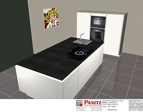 Poggenpohl-Aktionsküche CL Polarweiss kpl. mit Granitarbeitsplatte - CL- Feinstruktur Polarweiss