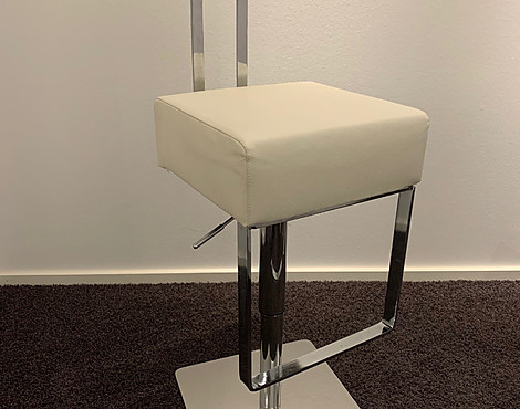 Schöner geradliniger Barhocker in Spaltleder Creme Weiß - Drehbar /höhenverstellbar - Reduzierte Preise!/W - Sedia Sam