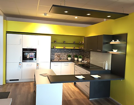 Moderne schlichte Grafit-Weiß Matt Küche - IP3150 Weiß & Grafit Matt
