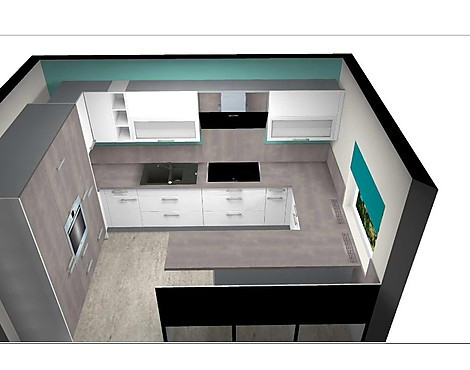 moderne Küche komplett mit Geräten und Sitzgelegenheit - moderne Küche komplett mit Geräten und Sitzgelegenheit